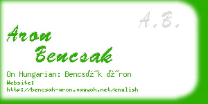 aron bencsak business card